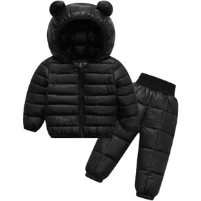 LAVIQK 2 Piece Baby Boys Girls Winter Hooded Down Coat and Pants Clothing Sets Puffer Jacket Snowsuit Coats Ski Suit in Kuwait