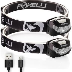 Foxelli USB-C Rechargeable LED Headlamp – Super Bright, Lightweight Head Lamp for Running, Camping, Hiking & Work – Comfortable Fit for Adults & Kids in Kuwait