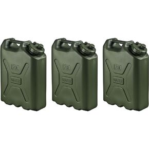 Scepter BPA Durable 5 Gallon 20 Liter Portable Military Water Storage Container for Camping, Outdoors and Emergency Management, Green (3 Pack)
