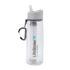 LifeStraw Go Water Filter Bottle with 2-Stage Integrated Filter Straw for Hiking, Backpacking, and Travel, Grey, Model:LSGOV2CR44