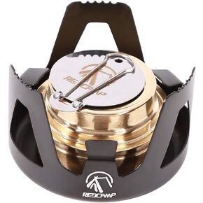 REDCAMP Mini Alcohol Stove for Backpacking, Lightweight Brass Spirit Burner with Aluminium Stand for Camping Hiking, Silver