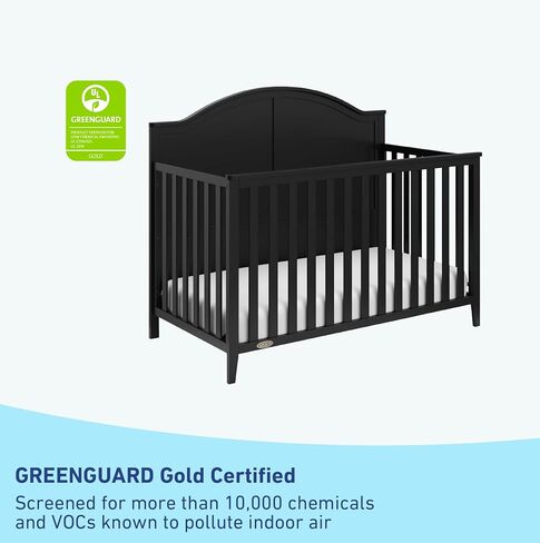 سرير أطفال Graco Wilfred 5 في 1 قابل للتحويل (Espresso) - معتمد من GREENGUARD Gold، يتحول إلى سرير طفل صغير وسرير كامل الحجم، يناسب مرتبة سرير أطفال قياسية كاملة الحجم، قاعدة دعم مرتبة قابلة للتعديل in Kuwait