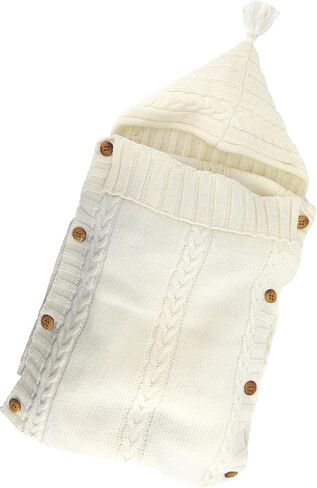 XMWEALTHY Newborn Baby Wrap Swaddle Blanket Knit Sleeping Bag Receiving Blankets Stroller Wrap for Baby(Light blue) (0-6 Month) in Kuwait