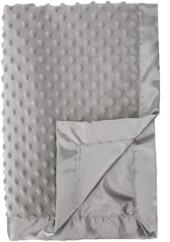 Pro Goleem Soft Minky Dot & Satin Baby Blanket, Navy Blue, 30’’ x 40’’ | Silky Backing, Baby Gifts for Boys and Girls in Saudi Arabia