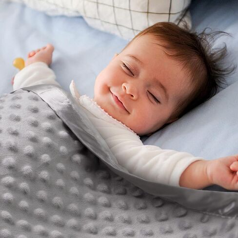 Pro Goleem Soft Minky Dot & Satin Baby Blanket, Navy Blue, 30’’ x 40’’ | Silky Backing, Baby Gifts for Boys and Girls in Saudi Arabia