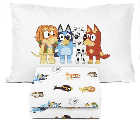 Sunny Side Up Bluey & Friends Toddler Sheet Set - 3 Piece Toddler Bedding Set Includes Pillow Cover - Super Soft Microfiber Sheets in Saudi Arabia