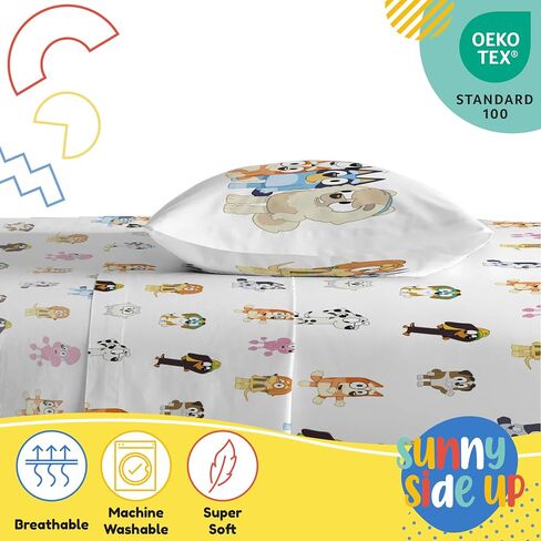 Sunny Side Up Bluey & Friends Toddler Sheet Set - 3 Piece Toddler Bedding Set Includes Pillow Cover - Super Soft Microfiber Sheets in Saudi Arabia