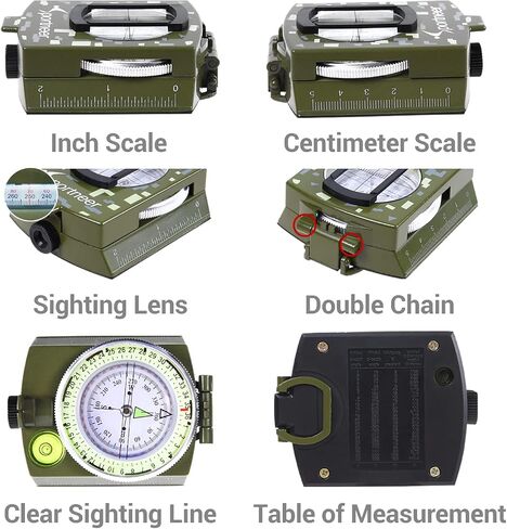 Sportneer Compass: Accurate Durable Lightweight Orienteering Compass with Strap and Carrying Case, Glow in The Dark Waterproof Hiking Essentials for Camping Backpacking, Best Survival Gifts for Kids in Kuwait