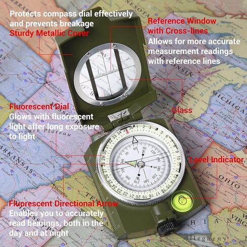 Sportneer Compass: Accurate Durable Lightweight Orienteering Compass with Strap and Carrying Case, Glow in The Dark Waterproof Hiking Essentials for Camping Backpacking, Best Survival Gifts for Kids in Kuwait
