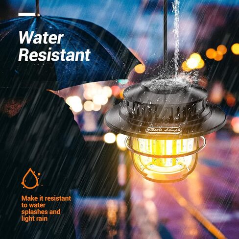 اف زي اتش فانوس تخييم LED قابل لاعادة الشحن، 4 اوضاع اضاءة قابلة للتعتيم بشكل لا نهائي، مصباح رترو معلق، يعمل بالبطارية بتصنيف IPX4 لمقاومة المياه والغبار، مصباح كهربائي محمول للخيمة الخارجية - عبوة in Kuwait