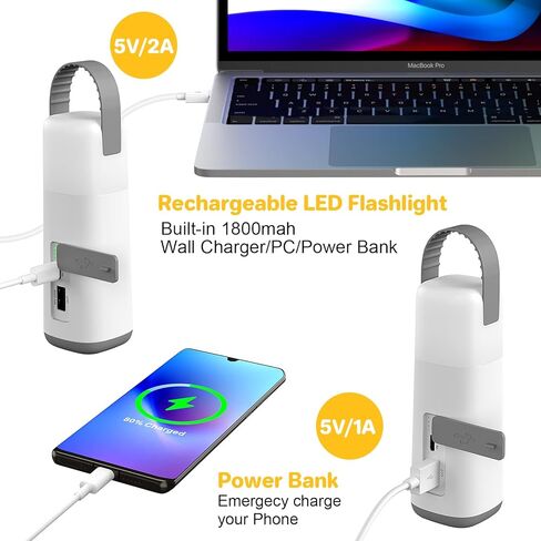 ضوء فانوس التخييم LED، ضوء تخييم قابل لإعادة الشحن مع فوانيس وضعية إضاءة، ملحقات التخييم في الهواء الطلق، مصباح يدوي، أضواء خيمة مقاومة للماء لانقطاع التيار الكهربائي، فانوس الإعصار في حالات الطوارئ in Kuwait