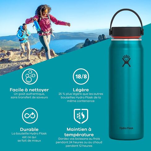 زجاجة مياه خفيفة الوزن من سلسلة Hydro Flask Trail مع غطاء مرن ذو فتحة واسعة وعزل فراغ مزدوج الجدار in Kuwait