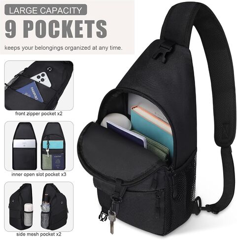 Pritent Crossbody Bags for Women Men Trendy Sling Bag Backpack Casual Chest Bag with Convertible Shoulder Strap in Kuwait
