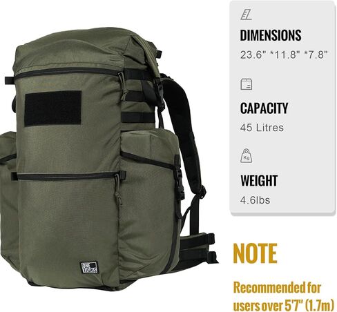 OneTigris WILD ROCKET 45L Backpack - Durable 500D Cordura Nylon ALICE Pack, Hiking Daypack for Outdoor Adventures in Kuwait