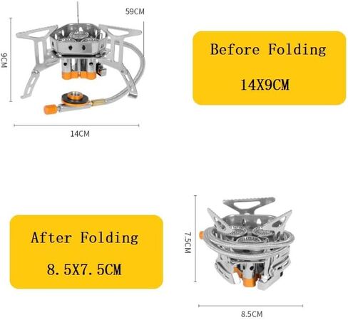 موقد غاز محمول للتخييم مع حقيبة تخزين، محول مصد الرياح وحاوية الوقود، موقد خفيف الوزن وصغير الحجم مقاوم للرياح للاستخدام في الهواء الطلق والمشي لمسافات طويلة والنزهات in Kuwait