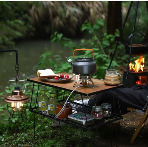 موقد غاز محمول للتخييم مع حقيبة تخزين، محول مصد الرياح وحاوية الوقود، موقد خفيف الوزن وصغير الحجم مقاوم للرياح للاستخدام في الهواء الطلق والمشي لمسافات طويلة والنزهات in Kuwait