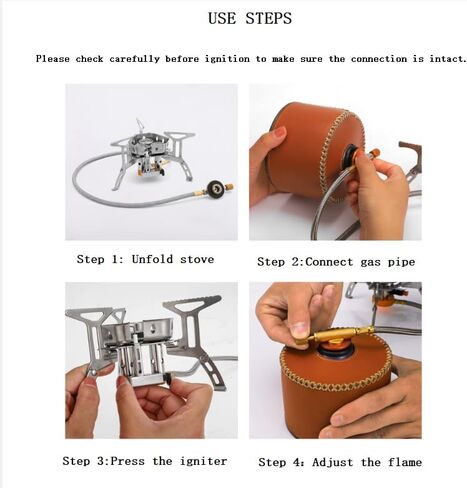 موقد غاز محمول للتخييم مع حقيبة تخزين، محول مصد الرياح وحاوية الوقود، موقد خفيف الوزن وصغير الحجم مقاوم للرياح للاستخدام في الهواء الطلق والمشي لمسافات طويلة والنزهات in Kuwait