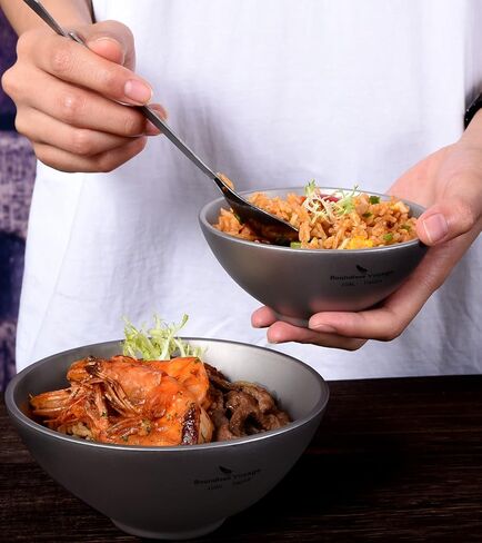 Boundless Voyage 420ml Titanium Double Walled Bowl for Adult Children Ultralight Portable Soup Rice Food Bowl Outdoor Camping Durable Metal Tableware Ti1084T in Kuwait