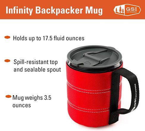 GSI Outdoors Infinity Backpacker Mug I Lightweight, BPA-Free Coffee Cup for Travel, Camping Gear, Backpacking and Outdoors - 17 oz. in Saudi Arabia