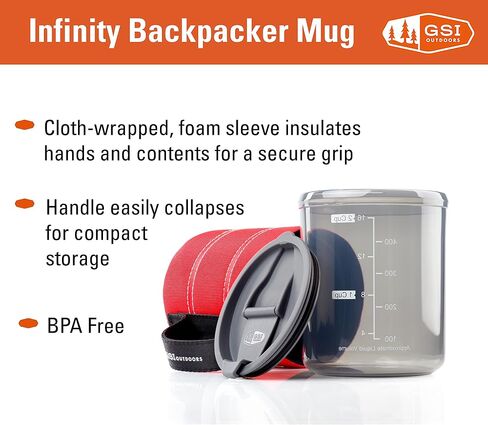 GSI Outdoors Infinity Backpacker Mug I Lightweight, BPA-Free Coffee Cup for Travel, Camping Gear, Backpacking and Outdoors - 17 oz. in Saudi Arabia