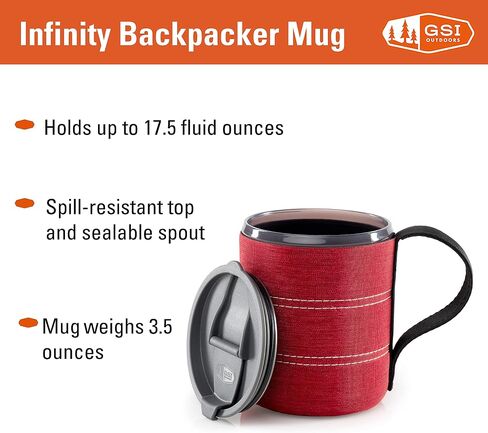 GSI Outdoors Infinity Backpacker Mug I Lightweight, BPA-Free Coffee Cup for Travel, Camping Gear, Backpacking and Outdoors - 17 oz. in Kuwait
