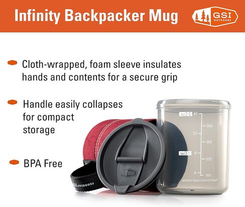 GSI Outdoors Infinity Backpacker Mug I Lightweight, BPA-Free Coffee Cup for Travel, Camping Gear, Backpacking and Outdoors - 17 oz. in Kuwait