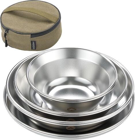 CAMPINGMOON Camping Plates Set Stainless Steel Dishwasher Safe Kitchenware S395 in Saudi Arabia