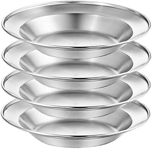 Stainless Steel Plate Set - 8.5 inch Ultra-Portable Dinnerware Set BPA Free Plates for Outdoor Camping | Hiking | Picnic | BBQ | Beach (3 Person Set) in Saudi Arabia