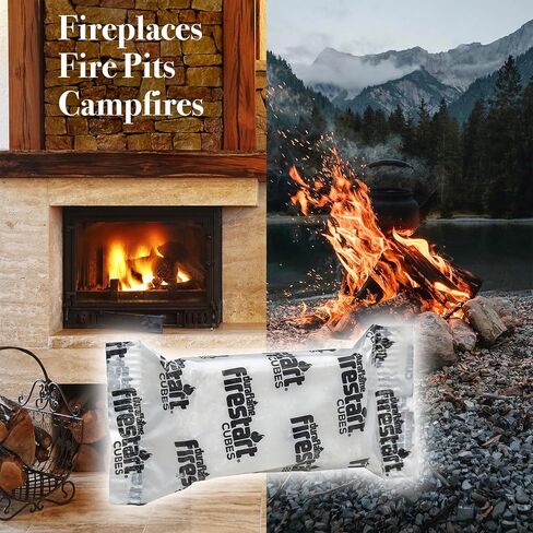 مكعبات إطلاق النار للاستخدام الداخلي والخارجي - جذوع حريق سريعة الإشعال للشواء والمدفأة وحفرة النار وحرائق المخيمات (18 حزمة) - مع حزمة تغيير لون النار الإضافية in Kuwait