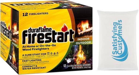 Duraflamme Firelighters for Indoor & Outdoor Use–Easy Use Firelighter for Quick Ignition–Versatile Lighter for Barbecue Fire Pit Fireplace & Camp Fire–12pk W/ Satisfying Customers Travel Tissue Pack in Kuwait