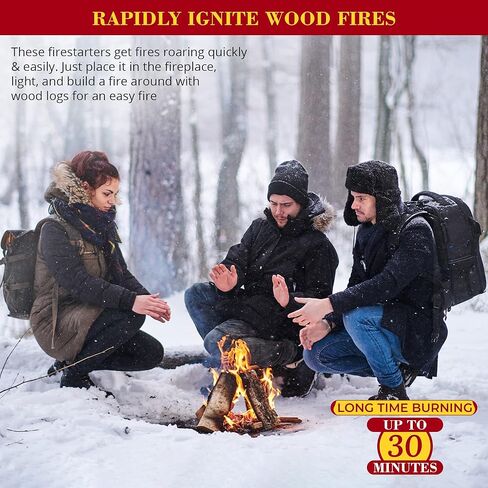 Duraflamme Firelighters for Indoor & Outdoor Use–Easy Use Firelighter for Quick Ignition–Versatile Lighter for Barbecue Fire Pit Fireplace & Camp Fire–12pk W/ Satisfying Customers Travel Tissue Pack in Kuwait