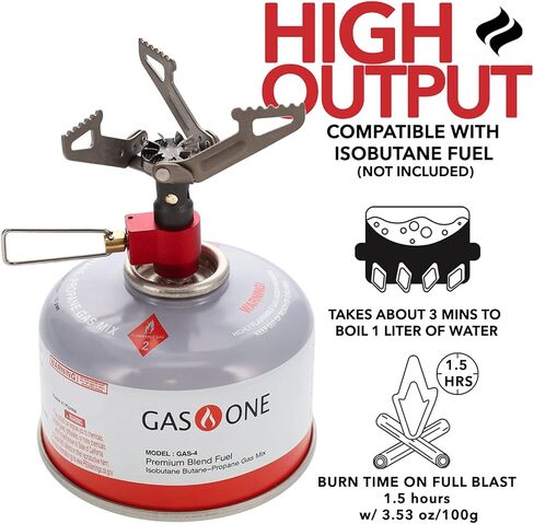 Gas One Camping Stove Backpacking Stove, Titanium Alloy Ultra-Light, 0.05lb Smallest - Lightest Portable Stove, Pocket Rocket Stove for Backpacking, Hiking, Survival in Kuwait