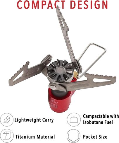 Gas One Camping Stove Backpacking Stove, Titanium Alloy Ultra-Light, 0.05lb Smallest - Lightest Portable Stove, Pocket Rocket Stove for Backpacking, Hiking, Survival in Kuwait