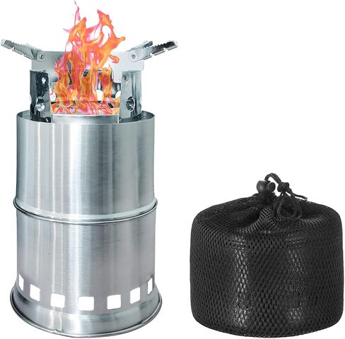 RHAICXANS Camping Stove Portable Folding Wood Burning Stoves Stainless Steel Backpacking Stove for Outdoor Hiking Picnic BBQ - M in Saudi Arabia
