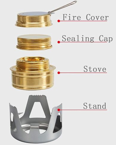 Mini Alcohol Backpacking Stove, Lightweight Brass Spirit Burner with Aluminium Stand for Camping Hiking and Picnic in Saudi Arabia