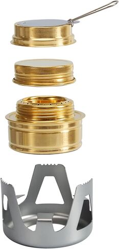 Mini Alcohol Backpacking Stove, Lightweight Brass Spirit Burner with Aluminium Stand for Camping Hiking and Picnic in Saudi Arabia