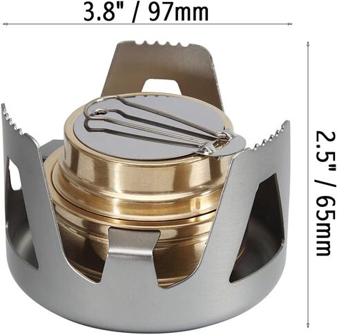 Mini Alcohol Backpacking Stove, Lightweight Brass Spirit Burner with Aluminium Stand for Camping Hiking and Picnic in Saudi Arabia