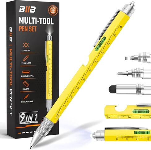 BIIB Birthday Gifts for Men, 9 in 1 Multitool Pen Gifts for Men, Stocking Stuffers for Adults Men, Mens Gifts for Dad Husband, Dad Gifts for Him, Gifts for Men Who Have Everything, Tools for Men in Kuwait