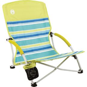 Coleman Utopia Breeze Beach Chair, Lightweight & Folding Beach Chair with Cup Holder, Seatback Pocket, & Relaxed Design; 21-inch Seat Supports up to 250lbs