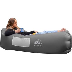 WEKAPO Inflatable Lounger Air Sofa Chair–Camping & Beach Accessories–Portable Water Proof Couch for Hiking, Picnics, Outdoor, Music Festivals & Backyard–Lightweight and Easy to Set Up Air Hammock
