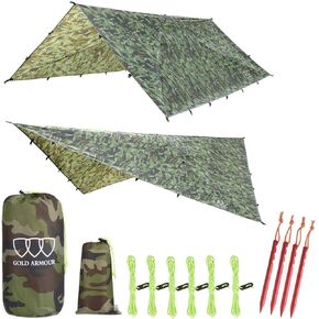 Gold Armour Rainfly Tarp Hammock, Premium 14.7ft/12ft/10ft/8ft Rain Fly Cover, Waterproof Ultralight Camping Shelter Canopy, Survival Equipment Gear Camping Tent Accessories (OD Green 12ft x 10ft) in Saudi Arabia