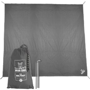 Wise Owl Outfitters Camping Tarp مقاوم للماء - خيمة قماش تحت الخيمة - يجب أن تكون معدات التخييم مع سهولة الإعداد بما في ذلك أوتاد الخيمة وحقيبة الحمل - رمادي كبير in Kuwait