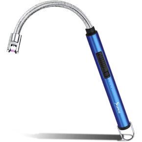 SUPRUS Electric Lighter Candle Lighter USB Type C Rechargeable Lighter Steel Shell & Hanging Hook with 360° Flexible Neck(Black)