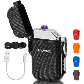 Lighter USB Rechargeable Lighter Outdoor Lighter Mini Lighter High-end Rechargeable Lighter for Garden Outdoor Activities (Brown)