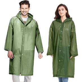 COOY Rain Coats (2 Pack) - Reusable EVA Rain Ponchos for Adults Rain Jackets Raincoats for Men Women