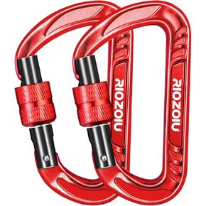 Riozoiu Heavy Duty Lightweight Locking Carabiner Clips 12KN D Ring for Camping Hiking Outdoor Gym etc, Carabiner with Lock Small Carabiners for Dog Leash & Harness