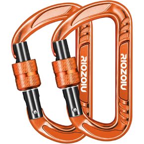 Riozoiu Heavy Duty Lightweight Locking Carabiner Clips 12KN D Ring for Camping Hiking Outdoor Gym etc, Carabiner with Lock Small Carabiners for Dog Leash & Harness