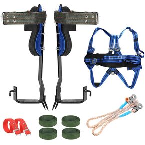 TWSOUL Tree Climbing Spike, Stainless Steel Climbing Tree Gears with 5 Point Safety Belt Straps Portable Adjustable Lanyard Carabiner for Hunting Observation, Picking Fruit, Jungle Survival in Kuwait