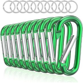 Sprookber 3" Aluminum Carabiner D Ring, Caribeener Clips, Spring Snap Hook for Keychain Clip, Set of 10