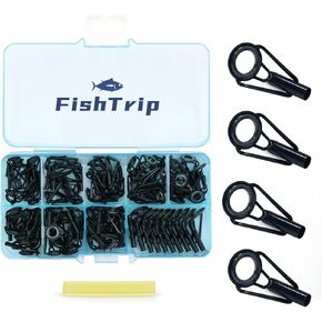 FishTrip Rod Tip Repair Kit Stainless Steel Ceramic Guides Replacement | Durable, Ceramic Rings, Smooth DIY Fishing Pole Eyelets Repair Kit for Spinning/Casting/Lure/Boat Rods, 10/20/60/70/90/230Pcs in Saudi Arabia